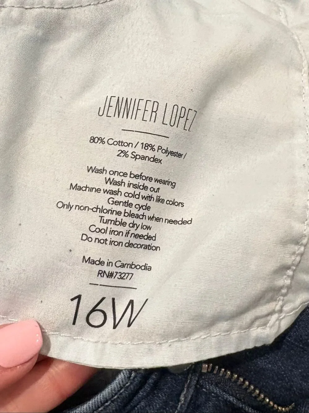 Jennifer Lopez Women's Whisker Faded Cotton Blend Bootcut Jeans Blue Size 16W